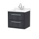 600mm Wall Hung 2-Drawer Vanity with Marble Worktop Basin - Hudson Reed LIL2224WS1 Grey, Grey colour ,image 1