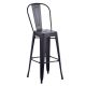 Tolix Style 850 x 450 Metal Garden High Chair - Gun Metal