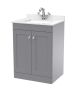 600mm Floor Standing 2 Door Vanity & Marble Top 1TH - Nuie CLC225WS1 Grey, Grey colour ,image 1