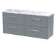 1200 Wall Hung 4-Drawer Vanity & Laminate Worktop - Hudson Reed JNU2324LCM2 Grey, Grey colour ,image 1