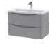 800mm Wall Hung 2 Drawer Vanity & Ceramic Basin - Nuie LUN204A Grey, Grey colour ,image 1