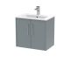 600mm Wall Hung 2 Door Vanity & Basin 2 - Hudson Reed JNU2323B Grey, Grey colour ,image 1