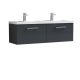 1200mm Wall Hung 2 Drawer Vanity & Double Basin - Nuie ARN1422C Black, Black colour ,image 1