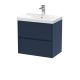 600mm Wall Hung 2-Drawer Unit & Basin 3 - Nuie HAV2904D Blue, Blue colour ,image 1