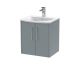 500mm Wall Hung 2 Door Vanity & Basin 4 - Hudson Reed JNU2321G Grey, Grey colour ,image 1