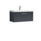 800mm Wall Hung Single Drawer Vanity & Basin 1 - Nuie DPF1496A Black, Black colour ,image 1