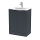 600mm Floor Standing 2 Door Vanity & Basin 2 - Hudson Reed DFF1425B Black, Black colour ,image 1