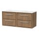 1200mm Wall Hung 4-Drawer Vanity with Marble Worktop - Hudson Reed LIL2724WMT2 Oak, Oak colour ,image 1