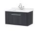 800mm Wall Hung Single Drawer Vanity with Marble Worktop Basin - Hudson Reed LIL2225WS1 Grey, Grey colour ,image 1