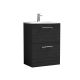 600mm Floor Standing 2 Drawer Vanity & Basin 4 - Nuie ARN633G Black, Black colour ,image 1
