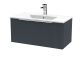 800mm Wall Hung Single Drawer Vanity & Basin 2 - Hudson Reed DFF1496B Black, Black colour ,image 1