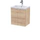 500mm 2-Door Wall Hung Unit & Basin - Hudson Reed CBI3040A Oak, Oak colour ,image 1