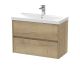 800mm Wall Hung 2 Drawer Unit & Basin 3 - Nuie HAV806D Oak, Oak colour ,image 1