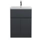 600mm Floor Standing 2 Door/Drawer Vanity & Basin 3 - Hudson Reed URB1403D Black, Black colour ,image 1