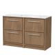 1200mm Floor Standing 4-Drawer Vanity with Marble Worktop - Hudson Reed LIL2733CMT2 Oak, Oak colour ,image 1