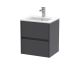 500mm Wall Hung 2 Drawer Unit & Basin 2 - Nuie HAV2202B Grey, Grey colour ,image 1