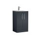 500mm Floor Standing 2 Door Vanity & Basin 4 - Nuie DPF1423G Black, Black colour ,image 1