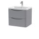 600mm Wall Hung 2 Drawer Vanity & Ceramic Basin - Nuie LUN202A Grey, Grey colour ,image 1