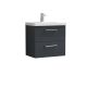 600mm Wall Hung 2 Drawer Vanity & Basin 1 - Nuie ARN1424A Black