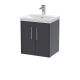 500mm Wall Hung 2 Door Vanity & Basin 3 - Hudson Reed JNU2221D Grey, Grey colour ,image 1
