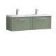 1200mm Wall Hung 2 Drawer Vanity & Double Basin - Nuie DPF894C Green, Green colour ,image 1