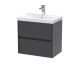 600mm Wall Hung 2 Drawer Unit & Basin 3 - Nuie HAV2204D Grey, Grey colour ,image 1