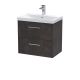 600mm Wall Hung 2 Drawer Vanity & Basin 3 - Hudson Reed JNU2624D Brown, Brown colour ,image 1