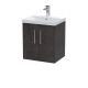 500mm Wall Hung 2 Door Vanity & Basin 3 - Hudson Reed JNU2621D Brown, Brown colour ,image 1