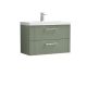 800mm Wall Hung 2 Drawer Vanity & Basin 1 - Nuie DPF895A Green, Green colour ,image 1