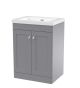 600mm Floor Standing 2-Door Vanity with Basin - 0 Tap Hole - Nuie CLC225K Grey, Grey colour ,image 1