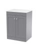 600mm Floor Standing 2-Door Vanity with Marble Top - Nuie CLC225WMT Grey, Grey colour ,image 1