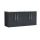 1200mm Wall Hung 4-Door Vanity & Laminate Worktop - Nuie ARN1423LCM2 Black, Black colour ,image 1