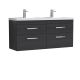 1200mm Wall Hung Cabinet With Double Basin - Nuie ATH047C Charcoal Black, Hacienda Black colour ,image 1