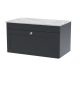 800mm Wall Hung 2-Door Vanity with Marble Top - Nuie CLC1496GMT Black