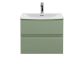 600mm Wall Hung 2 Drawer Unit & Basin 4 - Hudson Reed URB804G Green, Green colour ,image 1