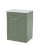 600mm Floor Standing 2-Door Vanity with Marble Top - Nuie CLC825GMT Green, Green colour ,image 1
