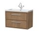 800mm Wall Hung 2-Drawer Vanity with Basin - 1 Tap Hole - Hudson Reed LIL2726L Oak, Oak colour ,image 1