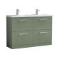 1200mm Floor Standing 4 Drawer Vanity & Double Basin - Nuie ARN833C Green, Green colour ,image 1