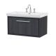 800mm Wall Hung Single Drawer Vanity with Basin - 3 Tap Hole - Hudson Reed LIL2225B Grey, Grey colour ,image 1