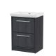 600mm Floor Standing 2-Drawer Vanity with Basin - 0 Tap Hole - Hudson Reed LIL2233H Grey, Grey colour ,image 1