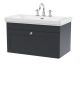 800mm Wall Hung 1-Drawer Vanity & Basin 3TH - Nuie CLC1496B Black, Black colour ,image 1