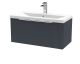 800mm Wall Hung Single Drawer Vanity & Basin 1 - Hudson Reed DFF1496A Black, Black colour ,image 1