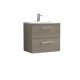 600mm Wall Hung 2 Drawer Vanity & Basin 4 - Nuie ARN2524G Oak, Oak colour ,image 1