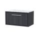 800mm Wall Hung Single Drawer Vanity with Marble Worktop - Hudson Reed LIL2225CMT Grey, Grey colour ,image 1