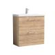 800mm Floor Standing 2-Drawer Vanity & Basin 3 - Nuie ARN3035D Oak, Oak colour ,image 1