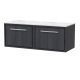 1200mm Wall Hung Single Drawer Vanity with Marble Worktop - Hudson Reed LIL2222WMT2 Grey, Grey colour ,image 1