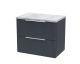 600mm Wall Hung 2 Drawer Vanity & Laminate Top - Hudson Reed DFF1493LBG Black, Black colour ,image 1