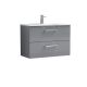 800mm Wall Hung 2 Drawer Vanity & Basin 2 - Nuie ARN2226B Grey, Grey colour ,image 1