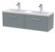 1200mm Wall Hung 2 Drawer Vanity & Double Basin - Hudson Reed JNU2322F Grey, Grey colour ,image 1