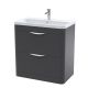 800mm Floor Standing 2 Drawer Vanity & Ceramic Basin - Nuie FPA1404A Black, Black colour ,image 1